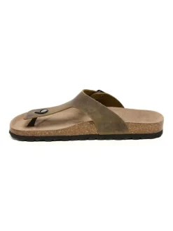 Leren teenslippers bruin
