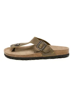 Leren teenslippers bruin