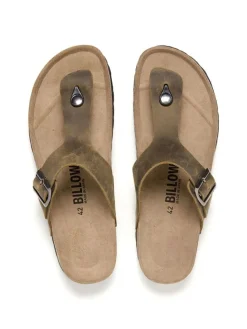 Leren teenslippers bruin