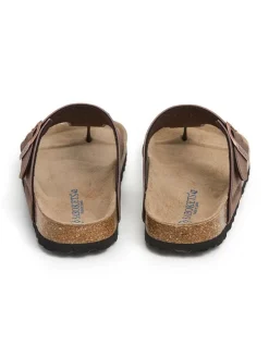 Leren teenslippers bruin