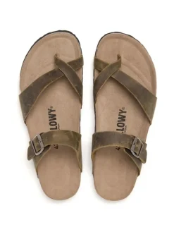 Leren teenslippers bruin