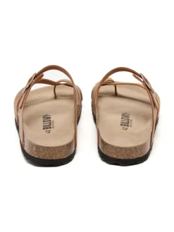 Leren teenslippers bruin