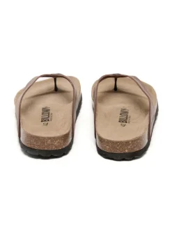 Leren teenslippers bruin