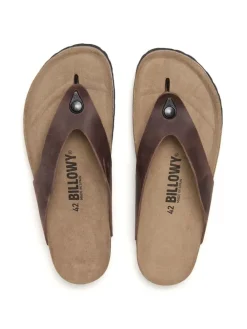 Leren teenslippers bruin