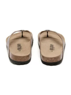 Leren teenslippers bruin
