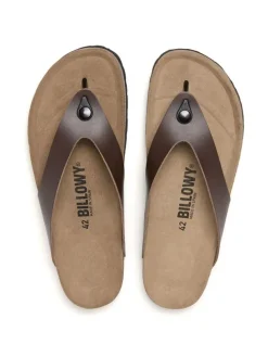 Leren teenslippers bruin