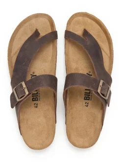 Leren teenslippers bruin
