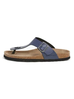 Leren teenslippers donkerblauw