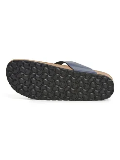 Leren teenslippers donkerblauw