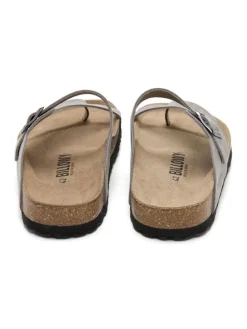 Leren teenslippers grijs
