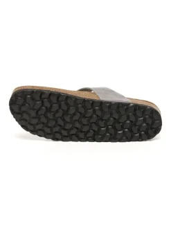Leren teenslippers grijs