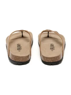 Leren teenslippers lichtbruin