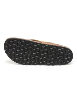 Leren teenslippers lichtbruin