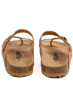 Leren teenslippers lichtbruin