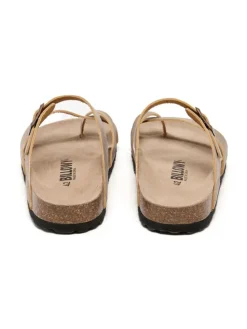 Leren teenslippers lichtbruin