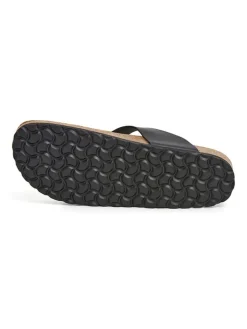 Leren teenslippers zwart