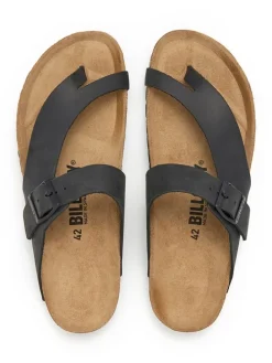 Leren teenslippers zwart