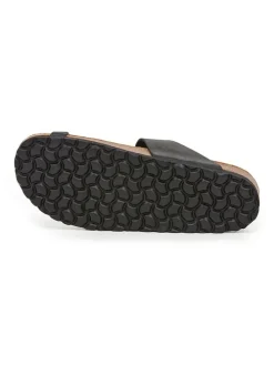 Leren teenslippers zwart