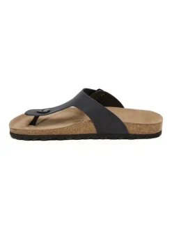 Leren teenslippers zwart