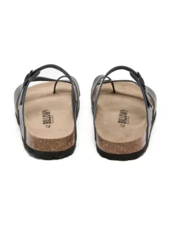 Leren teenslippers zwart