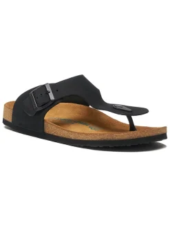 Leren teenslippers zwart