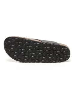 Leren teenslippers zwart