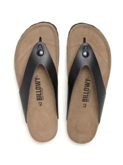 Leren teenslippers zwart