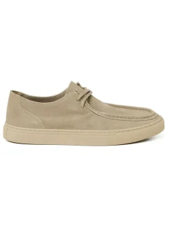 Leren veterschoenen beige