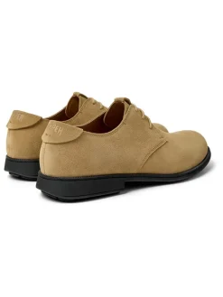 Leren veterschoenen beige