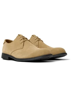 Leren veterschoenen beige