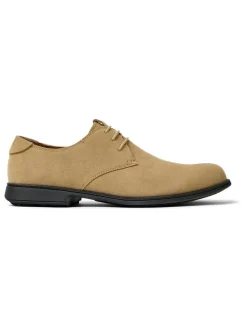Leren veterschoenen beige