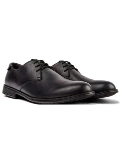 Leren veterschoenen zwart