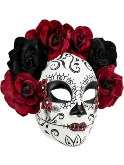 Masker "DIA DE LOS MUERTOS" wit/zwart/rood
