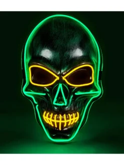 Masker "ZILVEREN DOODSHOOFDMASKER MET GEKLEURDE LEDS" meerkleurig