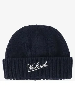 Merinowollen muts donkerblauw