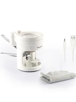 Nagelknipper grijs/wit - (H)10,5 x Ø 8,2 cm