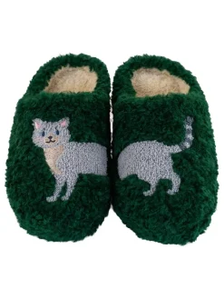 Pantoffels "Cat" groen/grijs