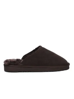 Pantoffels van schapenvacht "Emerald" donkerbruin