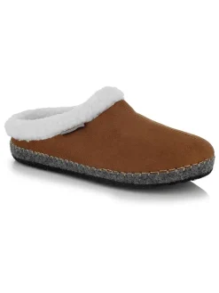 Pantoffels "Wooly" lichtbruin/wit