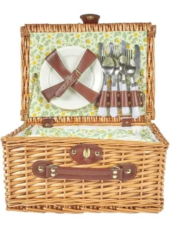 Picknickmand naturel/groen - 21 delen