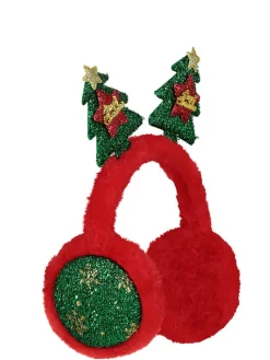 Pluchen oorbeschermers rood/groen