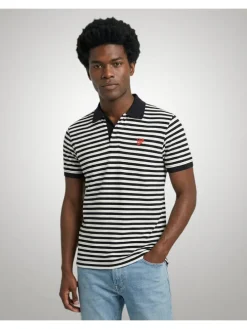 Poloshirt donkerblauw/wit