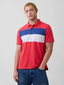 Poloshirt rood/blauw