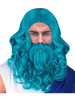 Pruik "Poseidon/Neptune" turquoise