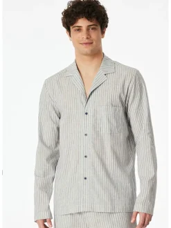 Pyjamatop donkerblauw/crème