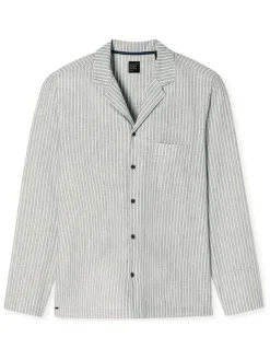 Pyjamatop donkerblauw/crème