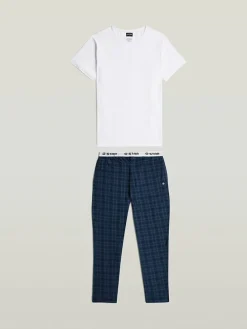 Pyjama wit/donkerblauw