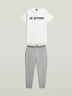 Pyjama wit/grijs