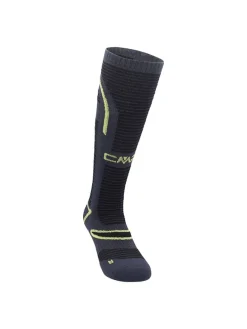 Ski-/snowboardsokken zwart/donkerblauw/geel