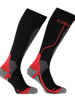 Ski-/snowboardsokken zwart/grijs/rood